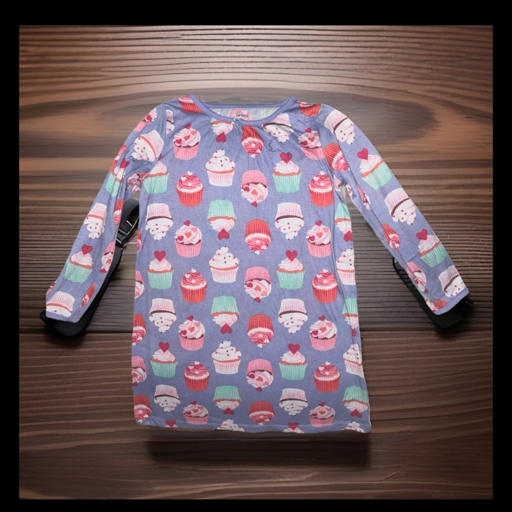 Carters 4T Girls' Purple Cupcake Print Long-Sleeve Pajama Dress